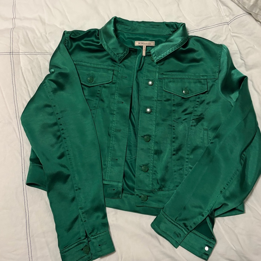 Bcbgeneration Emerald Satin Jacket - image 1